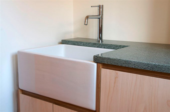 Utility room counter top using Nulife glass de-leaded CRT glass