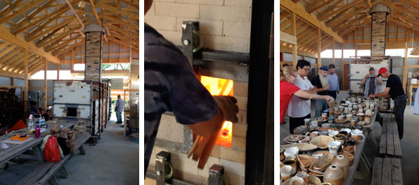 Inaugural firing of the Soda Kiln & view of first fired pots 